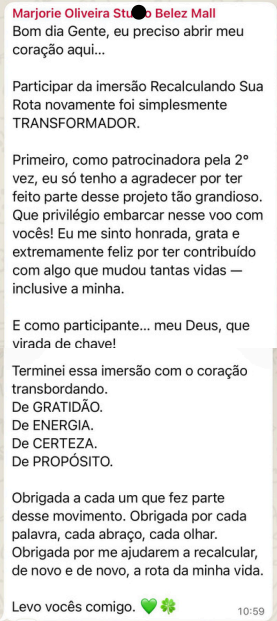 Depoimento escrito de Marjorie Oliveira